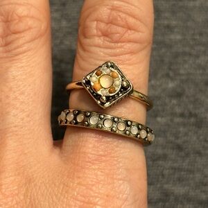 Women’s Gold-Tone Multi-Color Pearl-Like Cluster Stackable Ring Set, Sz 8